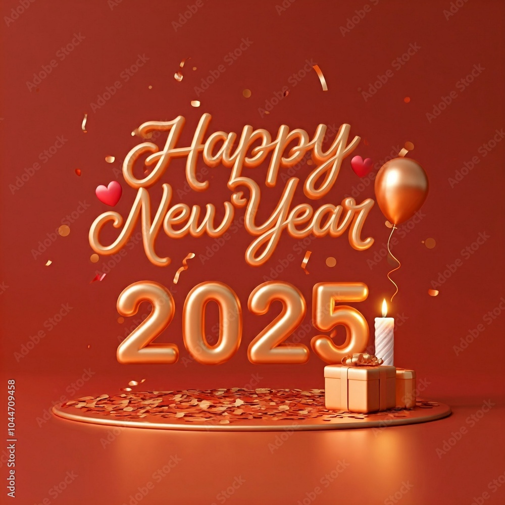 Fototapete happy new year 2025 3d render typography calligraphy typescript background banner poster wallpaper d