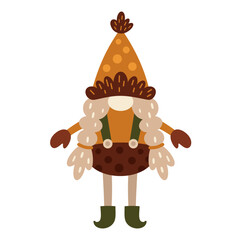 Boho Christmas gnome clipart. Cute festive character. Hand draw vector illustration in flat style	
