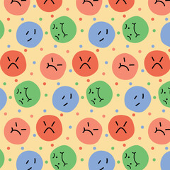 Seamless pattern with faces Emoticons. Emoticon smile background. 