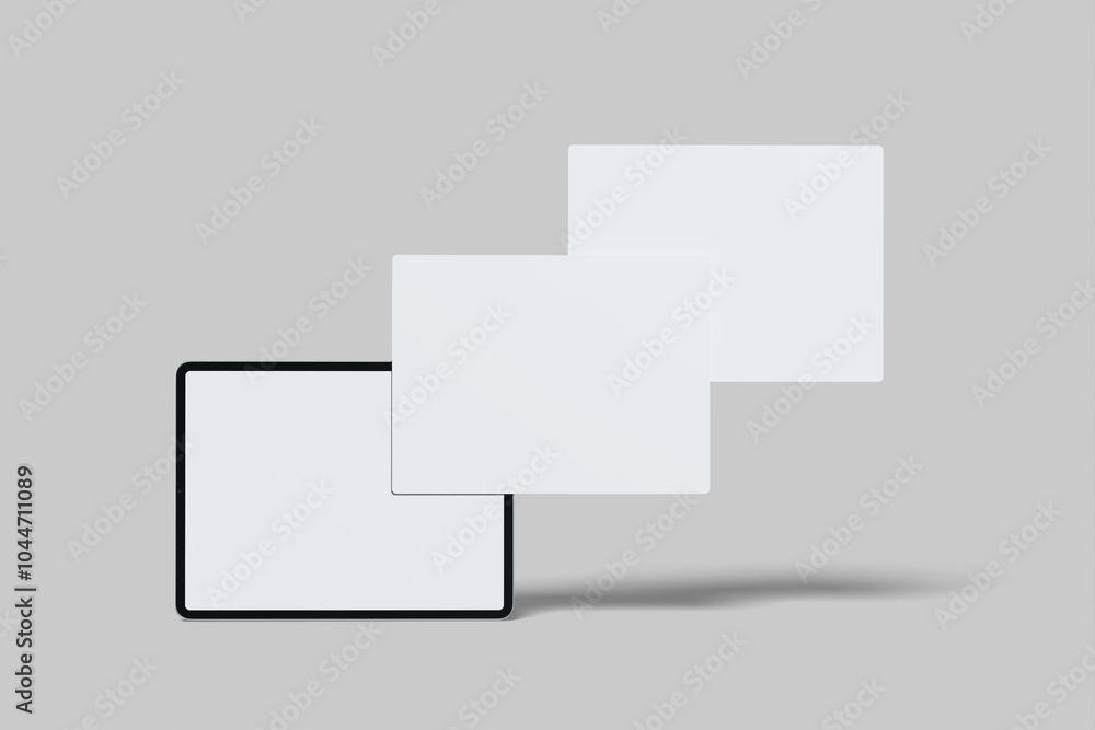 Aufkleber clay tablet computer with blank app screens for showing mobile designs. vector illustration