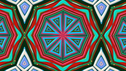 Abstract colorful psychedelic mandala kaleidoscope background pattern for a summer music festival

