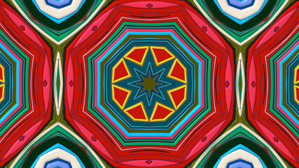 Abstract colorful psychedelic mandala kaleidoscope background pattern for a summer music festival
