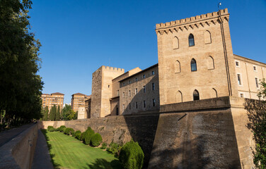 Obraz premium Aljafería Palace a fortified medieval palace built during the second half of the 11th century in the Taifa of Zaragoza in Al-Andalus, present day Zaragoza, Aragon, Spain