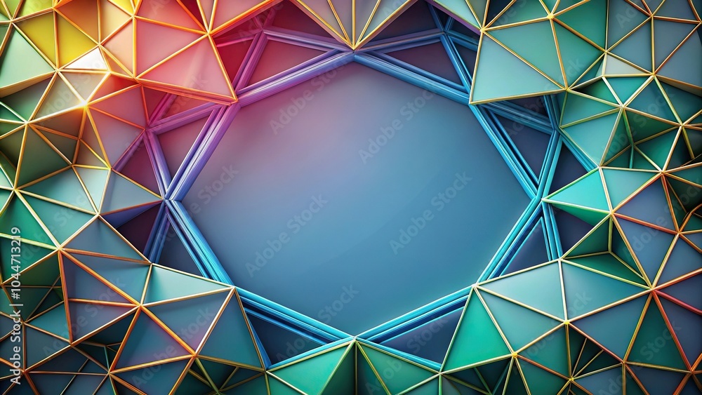 Poster tilted angle overlapping shapes interlocking polygons for visual depth