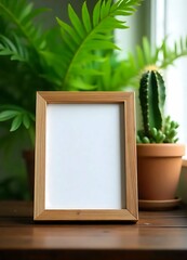 Blank Photo Frame For Mockup Some Plant In The Background