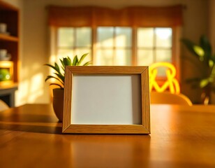 Blank Photo Frame For Mockup On Table 