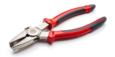 Fototapeta premium Tilted angle pliers with rubber handle on white background