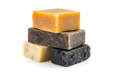 Bar of natural, handmade soap, isolated on a white background