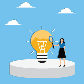 Capacity planning, resource management or efficiency analysis, demand provisioning, redundancy or utilization forecast, resource allocation concept, businesswoman magnify lightbulb capacity plan