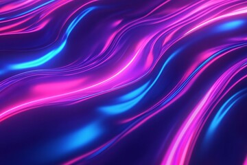 Naklejka premium Abstract Glowing Waves: Purple and Blue Digital Art