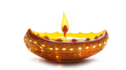 Happy Diwali Diya lamp png isolated on a white background