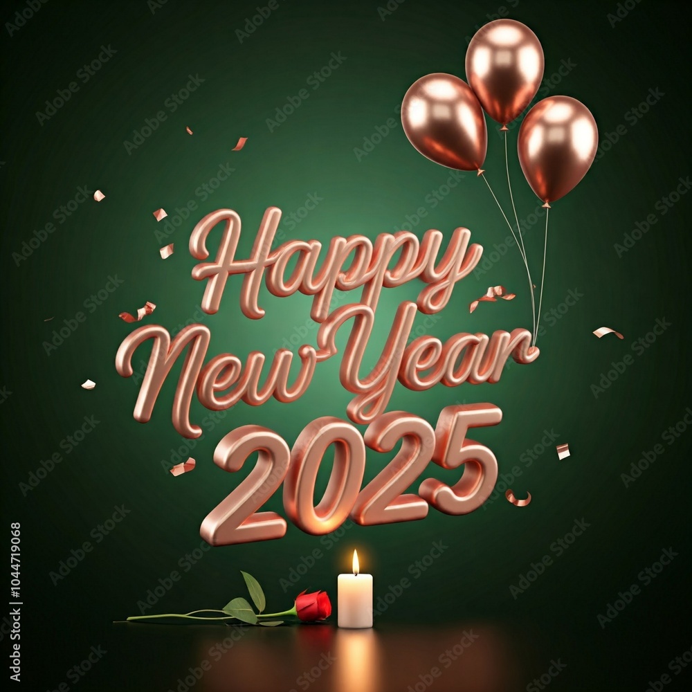 Fototapete happy new year 2025 3d render typography calligraphy typescript background banner illustrations