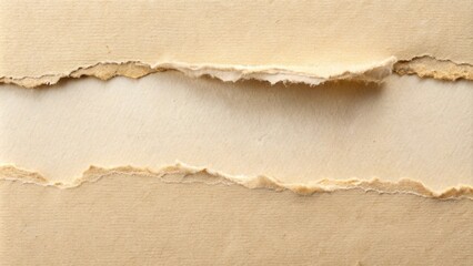 Tilted beige paper with shadow torn and ripped with decorative element