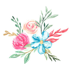 Bouquet of Flowers Botanical Watercolor