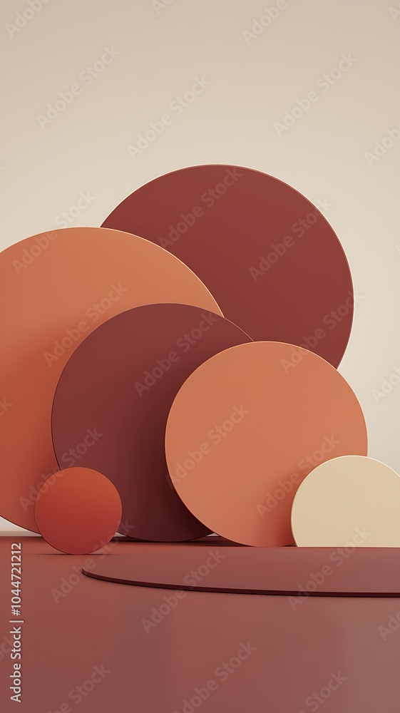 Poster Exploring the harmony of minimalist abstract shapes in earthy tones a visual journey through geometric forms