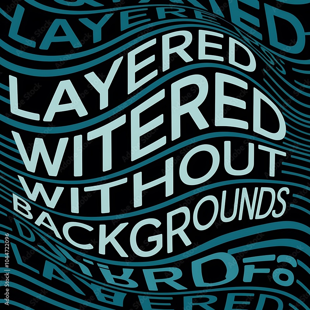 Aufkleber Dynamic visualization of layered text with emphasis on background-free design elements for modern graphic applications