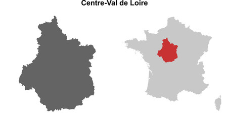 Obraz premium Centre-Val de Loire region blank outline map set