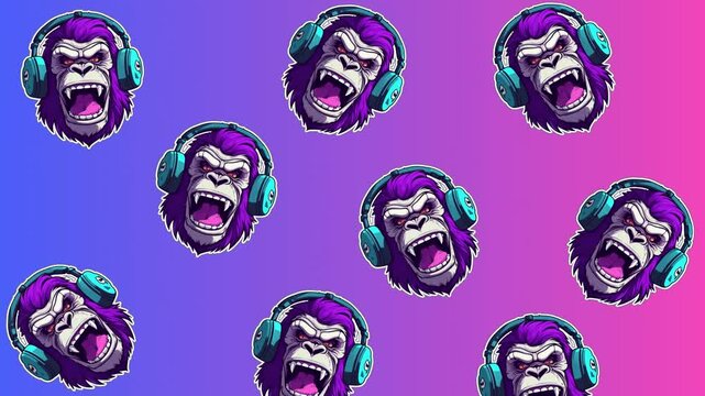 FLUO MONKEYS WITH HEADPHONES