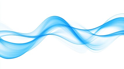 Naklejka premium Abstract Blue Flowing Wave Lines, Abstract image featuring smooth, flowing blue wave-like lines against a white background, evoking a sense of motion and fluidity.