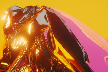 Abstract Metallic Design: Gold, Pink, and Yellow