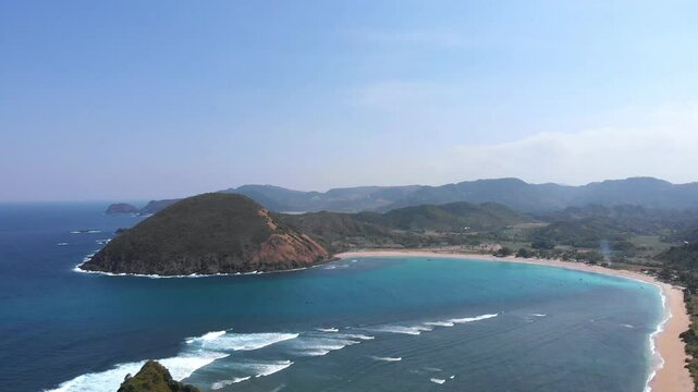Mawun Beach, Lombok, Indonesia, Southeast Asia.
Aerial view of Mawun Beach, Lombok, Indonesia.