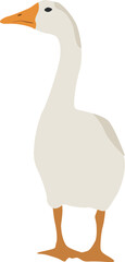 Flat cute goose illustration. Vector clipart of domestic bird. Farming