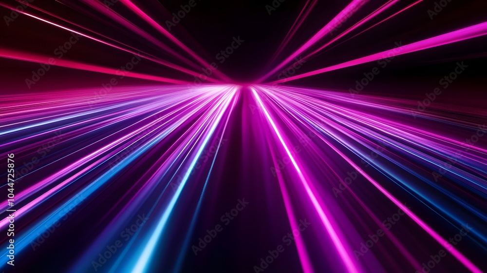 Canvas Prints Vibrant streaks of light creating a futuristic tunnel effect with pink and blue hues.