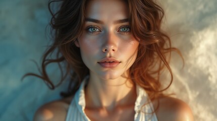 Fototapeta premium Portrait of a girl against a gentle bokeh background 