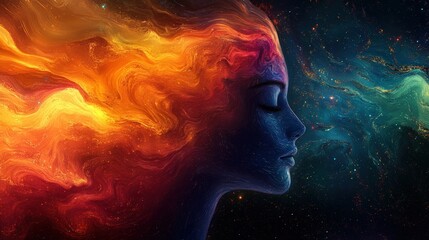 A cosmic journey through vibrant colors and inner dreams