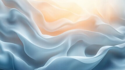 Obraz premium Gentle waves of soft fabric bathed in warm light at dawn