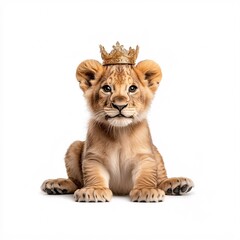 Fototapeta premium Baby Lion Playing in Princess Costume with Crown