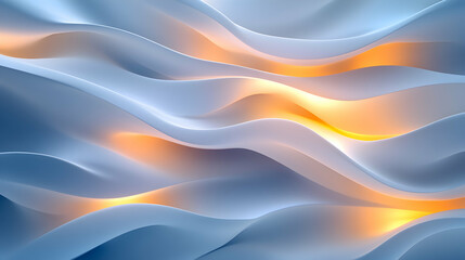 Fototapeta premium Abstract flowing blue and yellow background with glowing light.