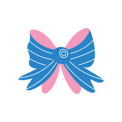 A textured vintage bow or ribbon in a flat vector style