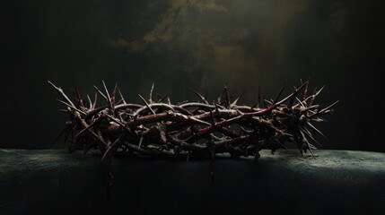Fototapeta premium Crown of thorns representing death and resurrection highlighting themes of sacrifice and redemption