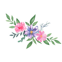 Bouquet of Flowers Botanical Watercolor