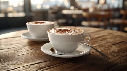 The Coffee on Wooden Table