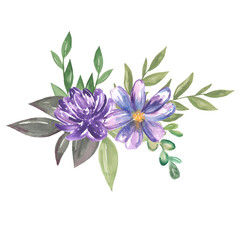 Bouquet of Flowers Botanical Watercolor