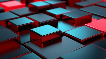 Abstract Red and Black 3D Technology Background