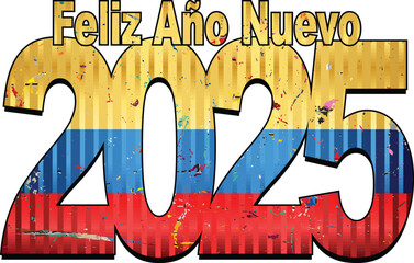 Happy New Year 2025 with Colombia flag inside - Illustration,
2025 HAPPY NEW YEAR NUMERALS