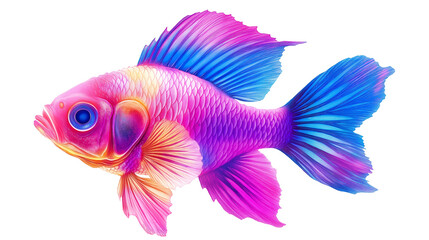 Fototapeta premium A vibrant, colorful fish showcasing brilliant shades of pink isolated on a transparent background