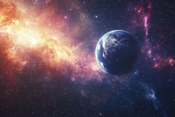 Obraz premium Stunning View of Earth Against Cosmic Background