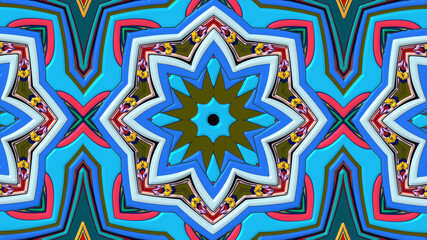 Abstract colorful psychedelic mandala kaleidoscope background pattern for a summer music festival
