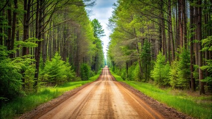 Tranquil dirt lane through North Woods of Wisconsin