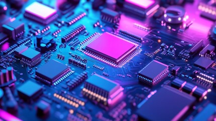 Abstract Neon Technology Background with Geometric Shapes