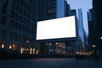 Empty Urban Billboard at Dusk in City Setting