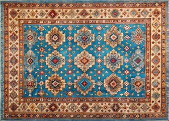 Obraz premium Vibrant Turkish Knotted Rugs in Colorful Patterns Creating a Cozy and Artistic Home Atmosphere
