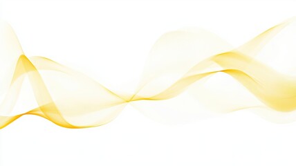 Abstract Yellow Flowing Wave Lines on White, Abstract image featuring smooth, flowing yellow wave-like lines against a white background, representing fluidity, motion, and minimalist design.

