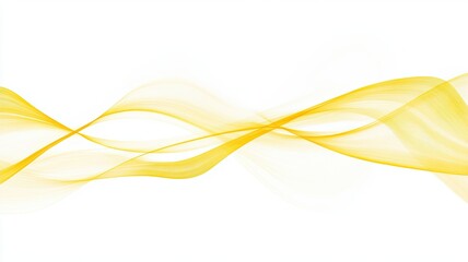 Abstract Yellow Flowing Wave Lines on White, Abstract image featuring smooth, flowing yellow wave-like lines against a white background, representing fluidity, motion, and minimalist design.

