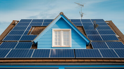 Fototapeta premium House with photovoltaic solar panels on the roof