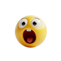 Fototapeta premium Cartoon Style Surprised Emoji Isolated on Transparent Background - made with Generative AI